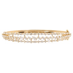 Bracelet jonc en or jaune 18 carats avec diamants marquises ronds de pureté SI
