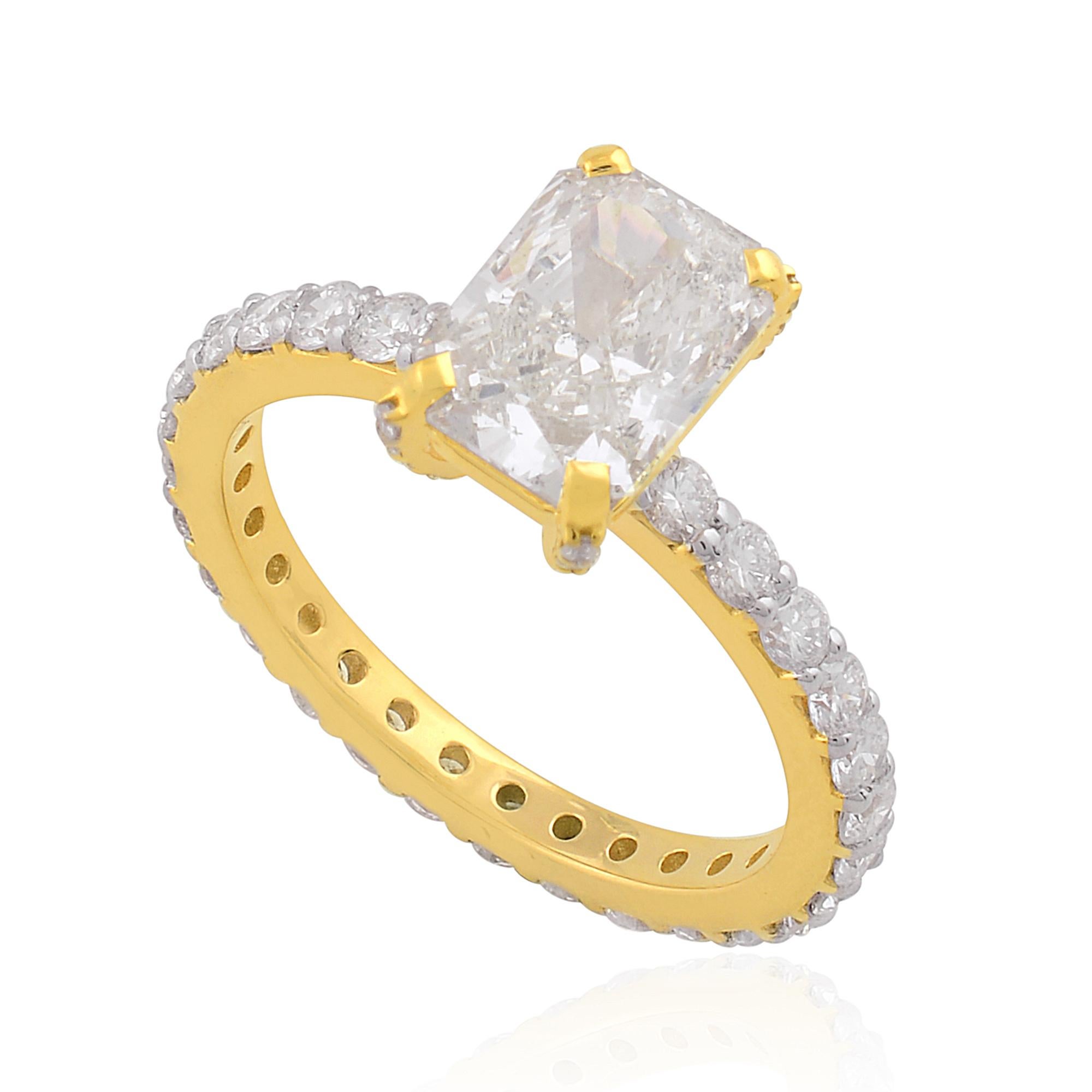 For Sale:  SI Clarity HI Color Solitaire Diamond Band Ring 18 Karat Yellow Gold Jewelry 2