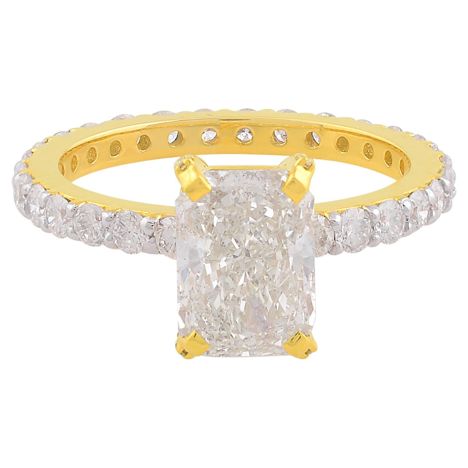 SI Clarity HI Color Solitaire Diamond Band Ring 18 Karat Yellow Gold Jewelry