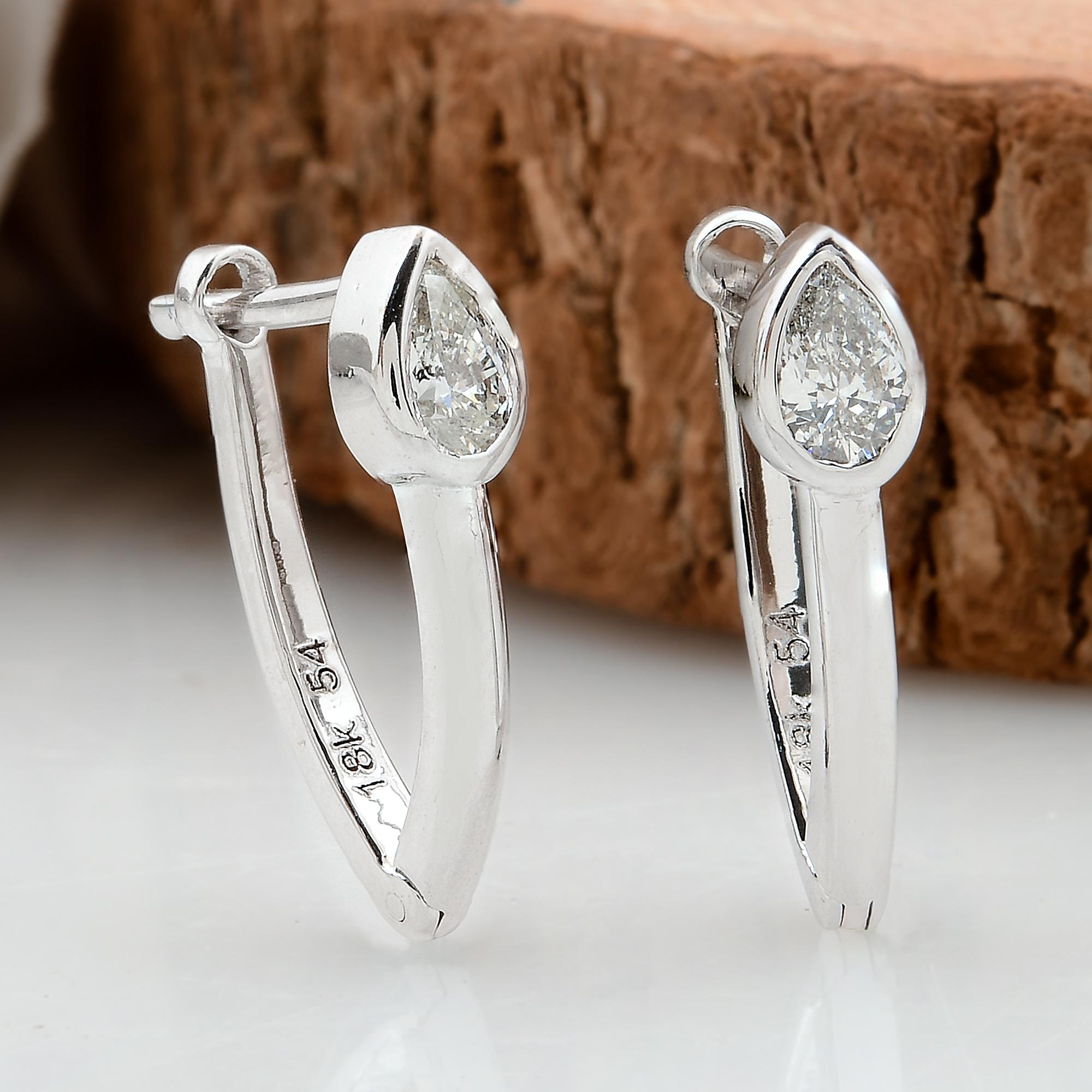 Modern SI Clarity HI Color Solitaire Pear Diamond Earrings 18k White Gold Fine Jewelry For Sale