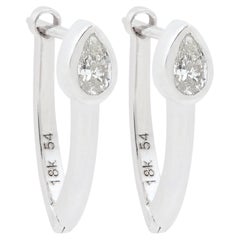 SI Clarity HI Color Solitaire Pear Diamond Earrings Or blanc 18k Fine Jewelry