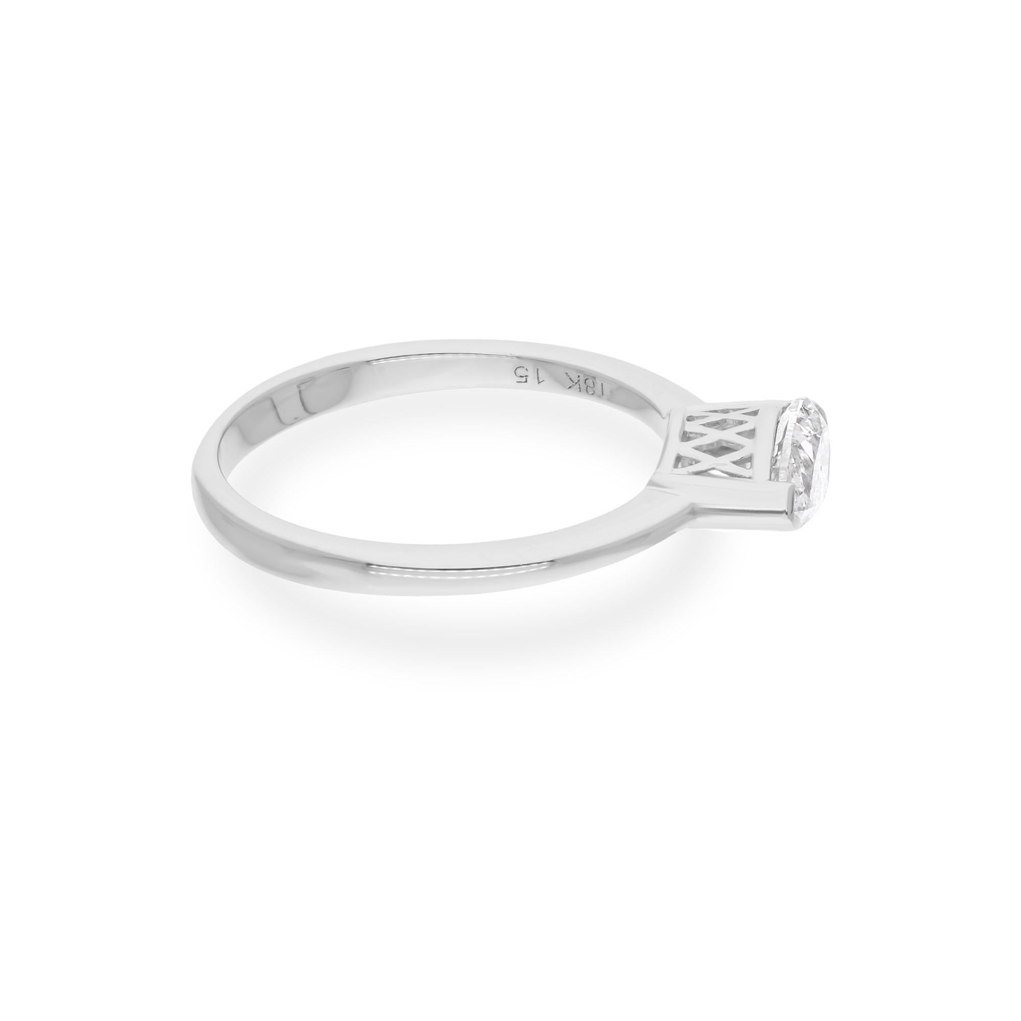 Women's SI Clarity HI Color Solitaire Pear Diamond Wedding Ring 18 Karat White Gold For Sale