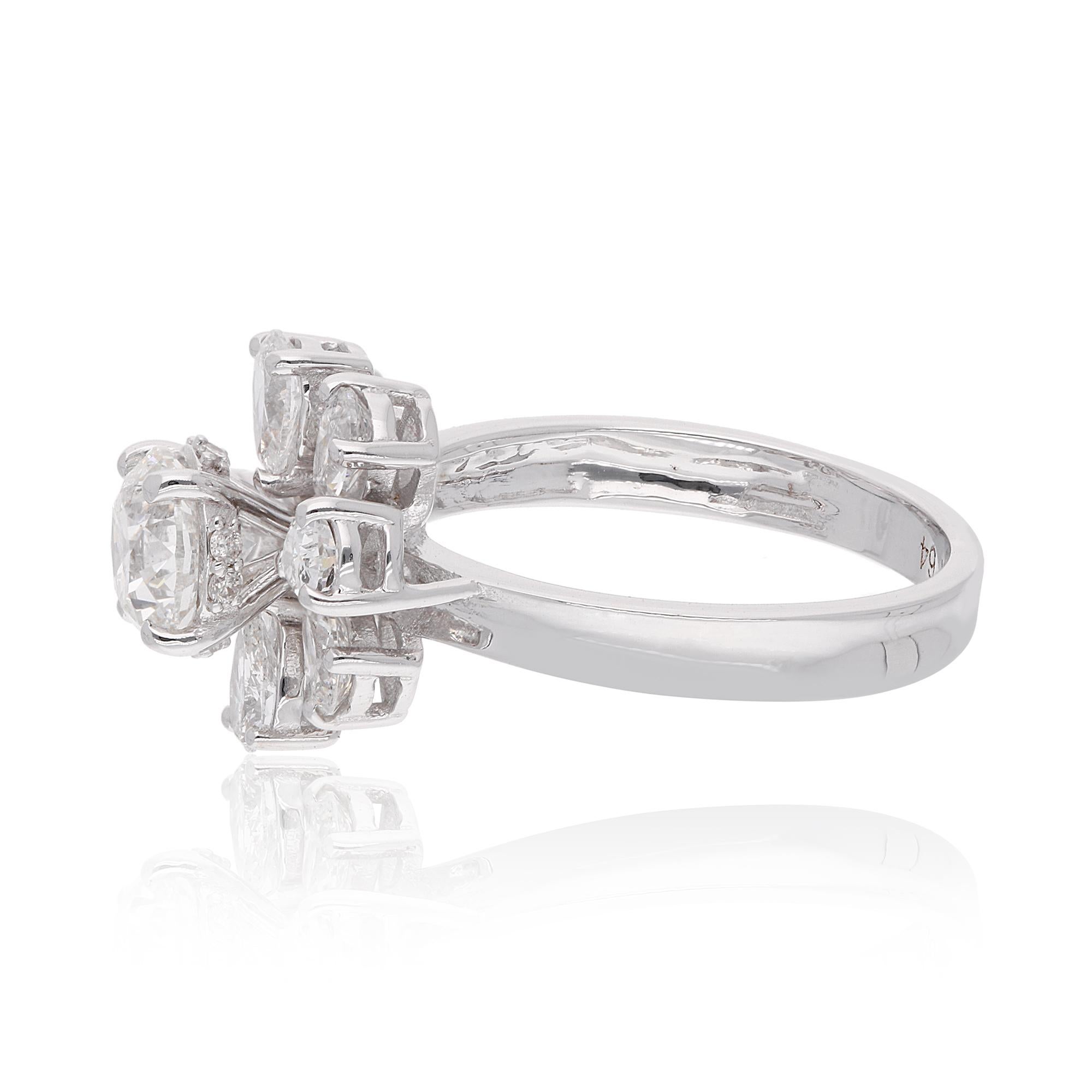 For Sale:  SI Clarity HI Color Solitaire Round Diamond Cluster Ring 18 Karat White Gold 2