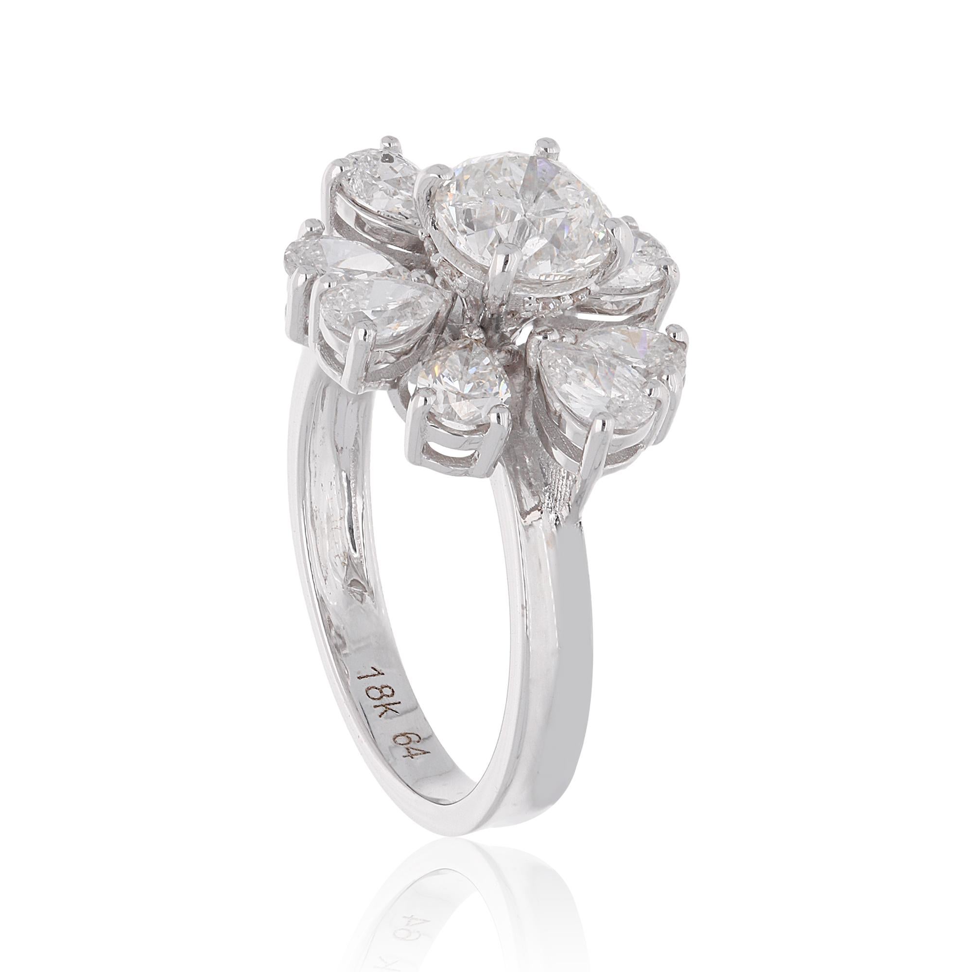 For Sale:  SI Clarity HI Color Solitaire Round Diamond Cluster Ring 18 Karat White Gold 3