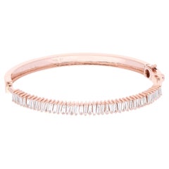 SI Reinheit HI Farbe spitz zulaufendes Baguette-Diamant-Armband 14k Roségold Schmuck