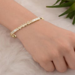 SI Clarity HI Color Diamond Personalized Name Bracelet 14 Karat Yellow Gold