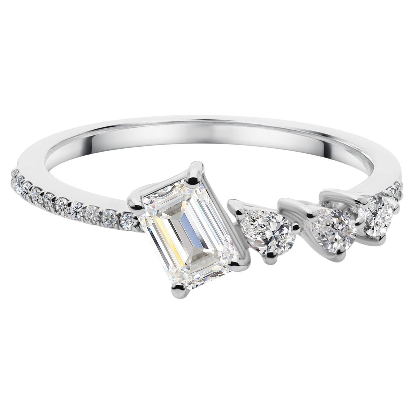 En vente :  SI/H 0.69Ct Diamond Minimalist Promise Band Ring 14k White Gold Fine Jewelry