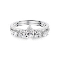 SI/H 0.93 Carat Natural Pear Diamond Engagement Ring 14 Karat White Gold