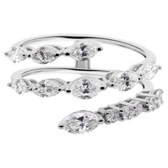 SI/H 1.14 Carat Diamond Multi Row Wrap Band Ring 18K White Gold