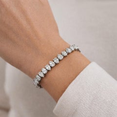 SI/H 13.05 Bracciale da tennis con diamanti taglio pera per il fidanzamento, oro bianco massiccio 18 carati