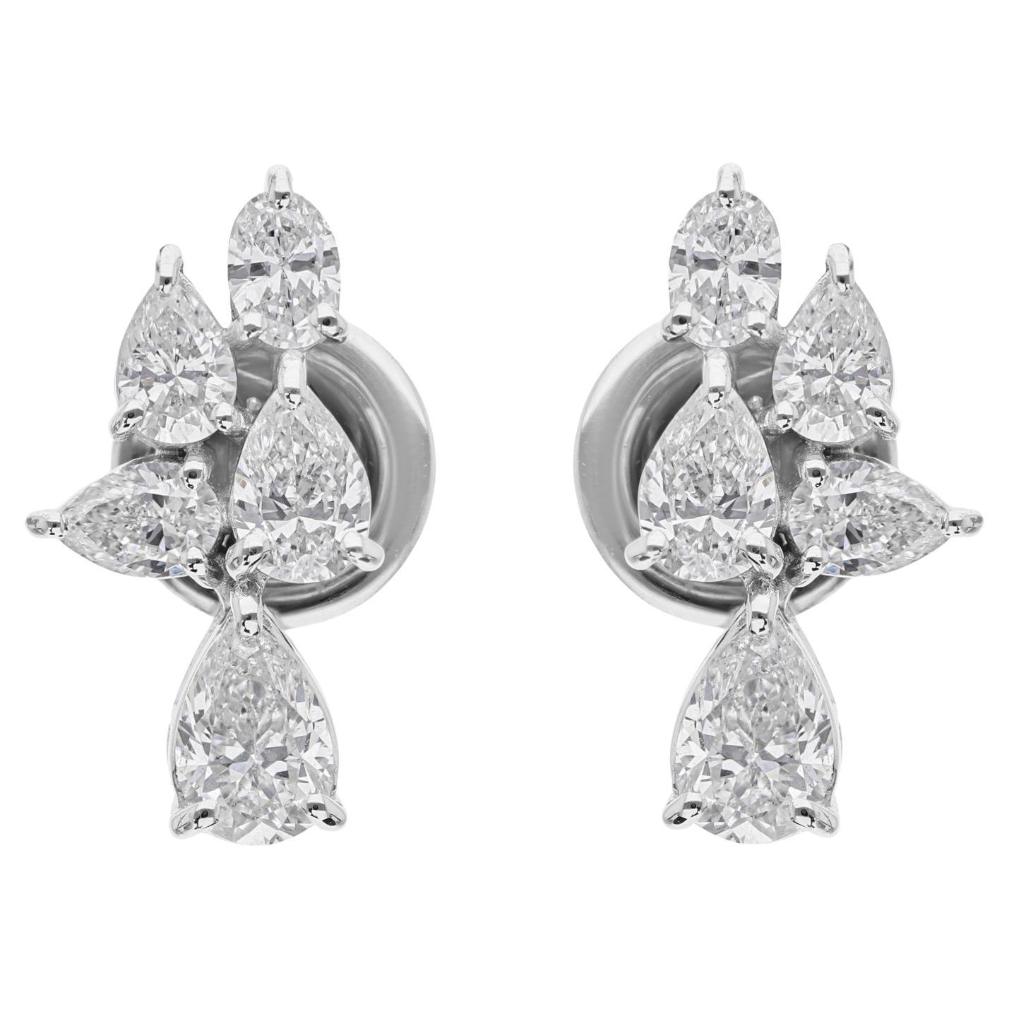 H. H. 1,36 carats Clous d
oreilles en diamant taillé mixte Or blanc 18 carats