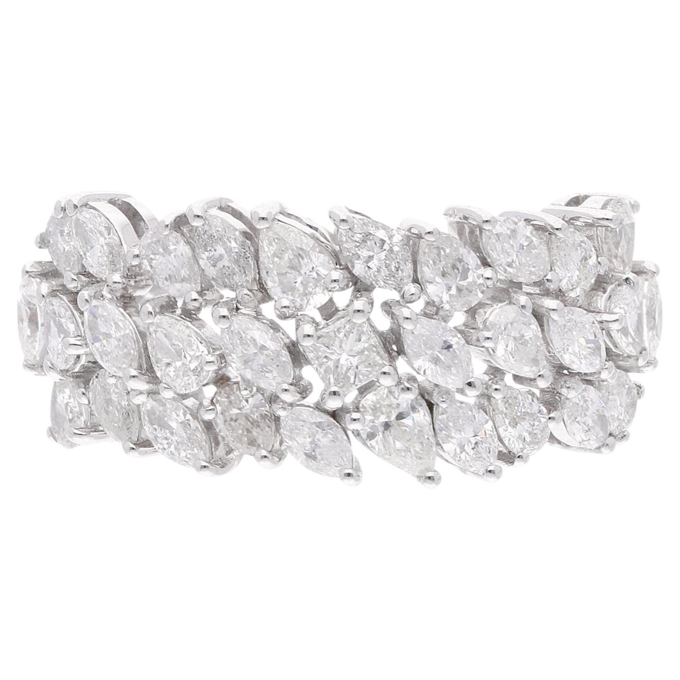 SI/H 1.7 Carat Diamond Wide Band Band Ring 18k White Gold