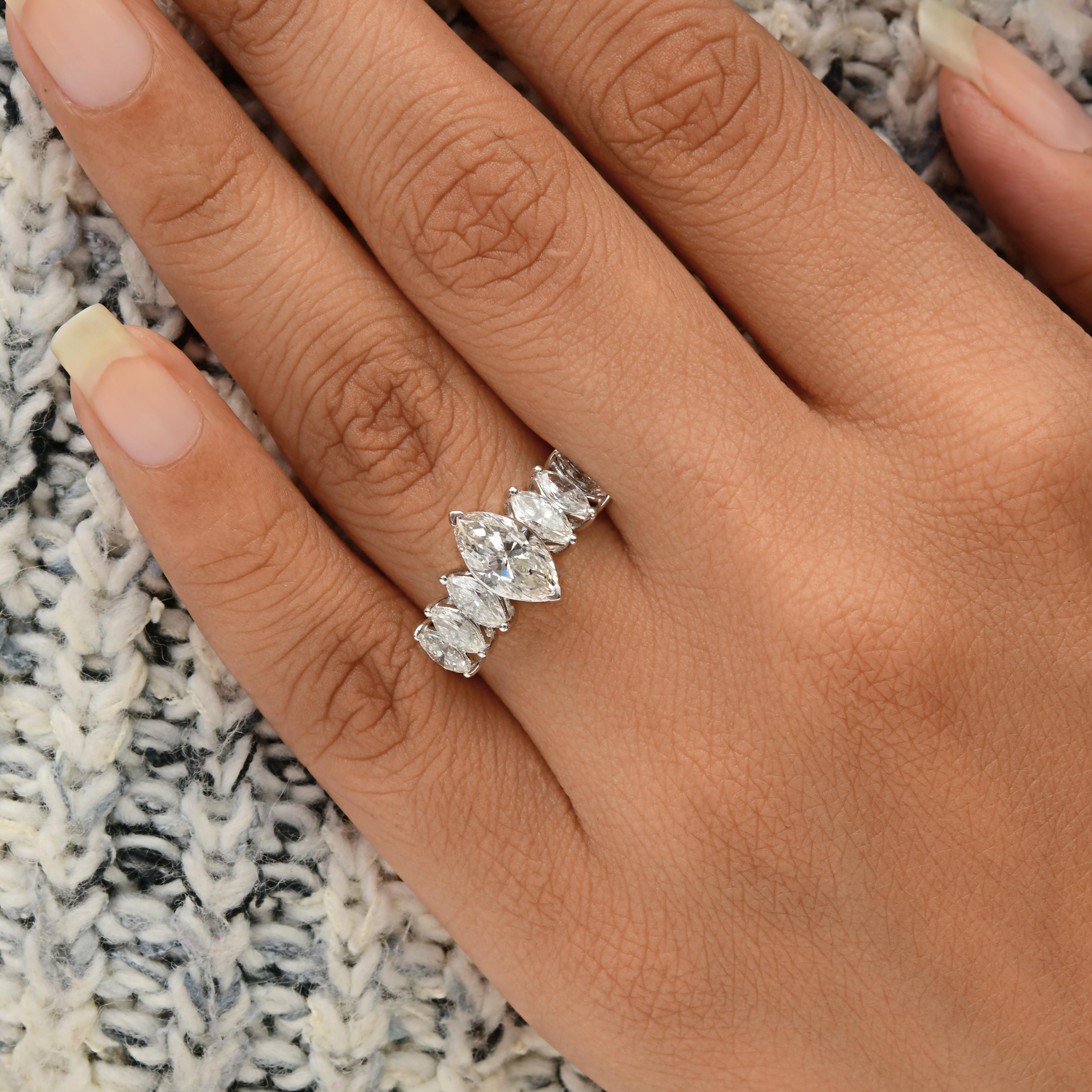 Im Angebot: SI/H 2.75Ct Diamant Marquise Verlobungsring 14 Karat Weißgold Schmuck () 2