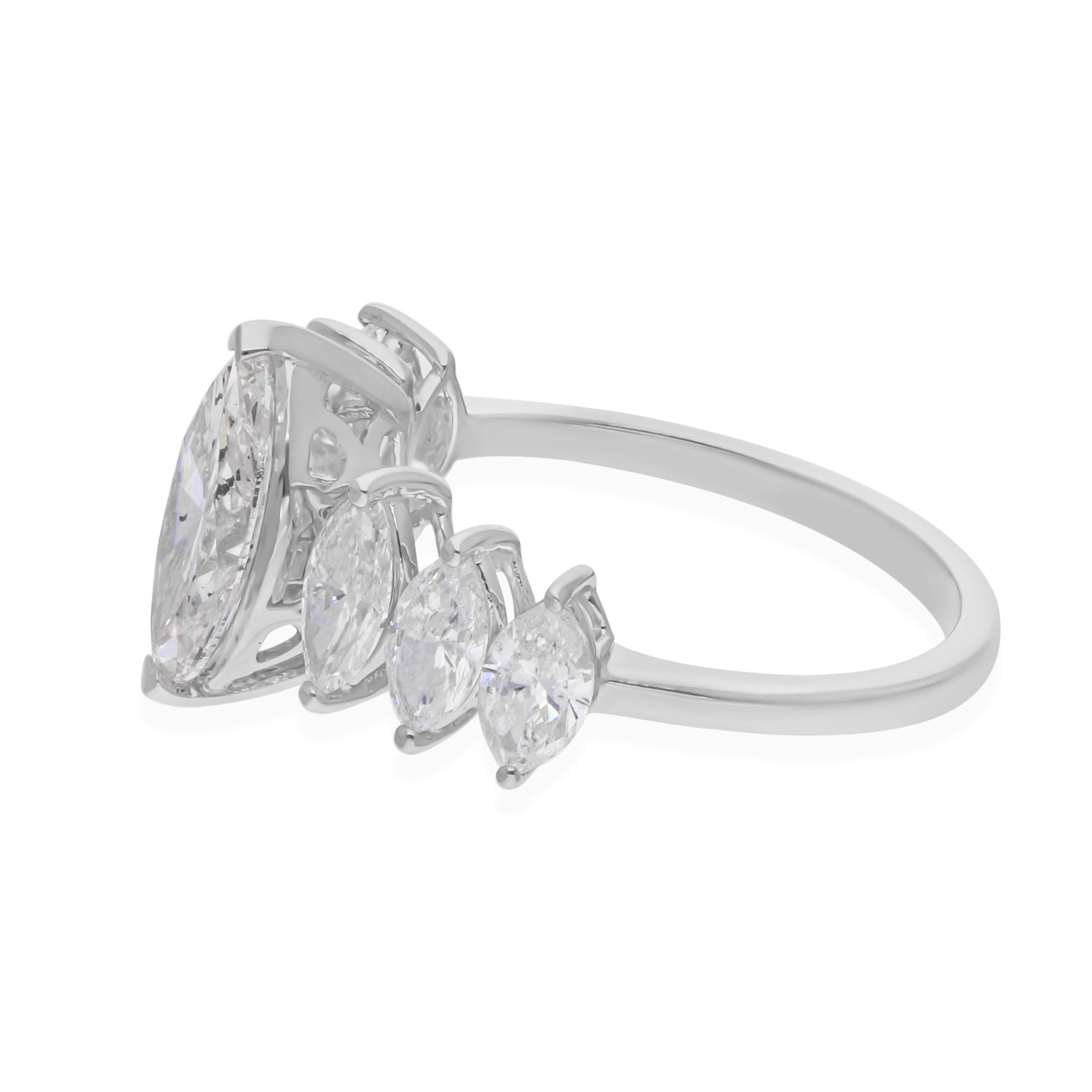 Im Angebot: SI/H 2.75Ct Diamant Marquise Verlobungsring 14 Karat Weißgold Schmuck () 6