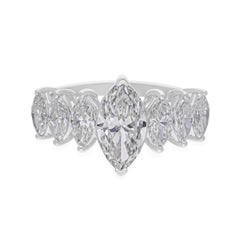 Anello di fidanzamento con diamante marquise SI/H 2,75 carati in oro bianco 14 carati Gioielleria