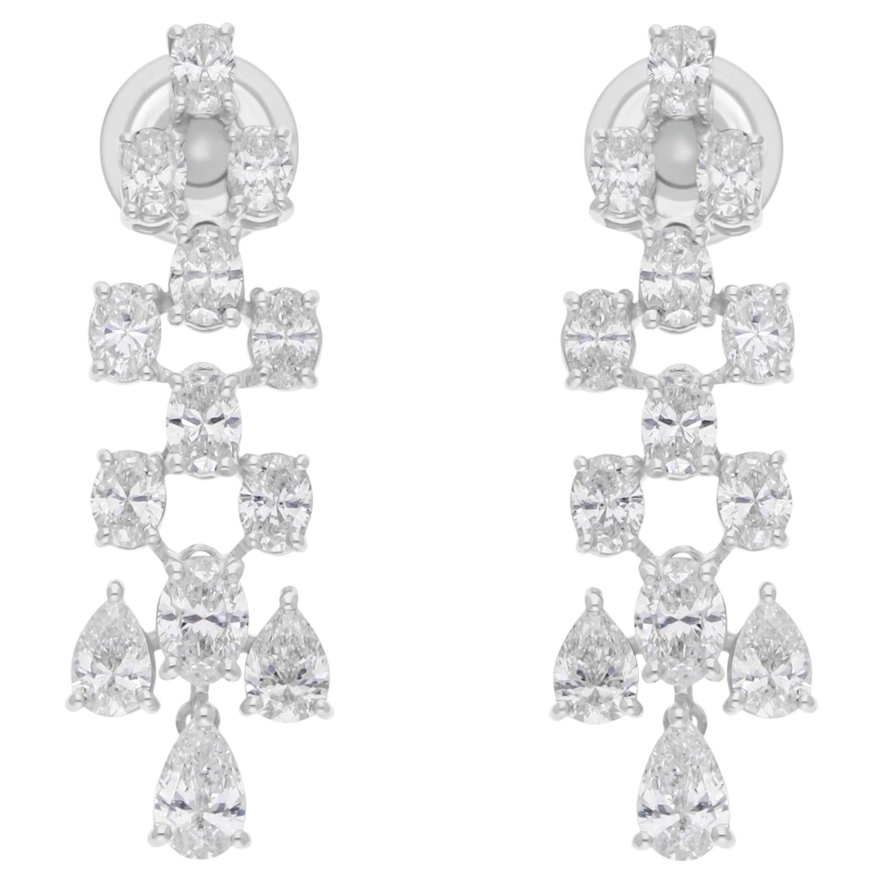 SI/H 3,37 qt Pendientes colgantes de diamantes naturales Joyas de oro blanco de 18 quilates