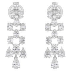 SI/H 3.37 Ct Natural Diamond Dangle Drop Earrings 18 Karat White Gold Jewelry
