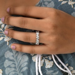 SI/H 3.38 Carat Diamond Eternity Full Infinity Wedding Band Ring 18k White Gold