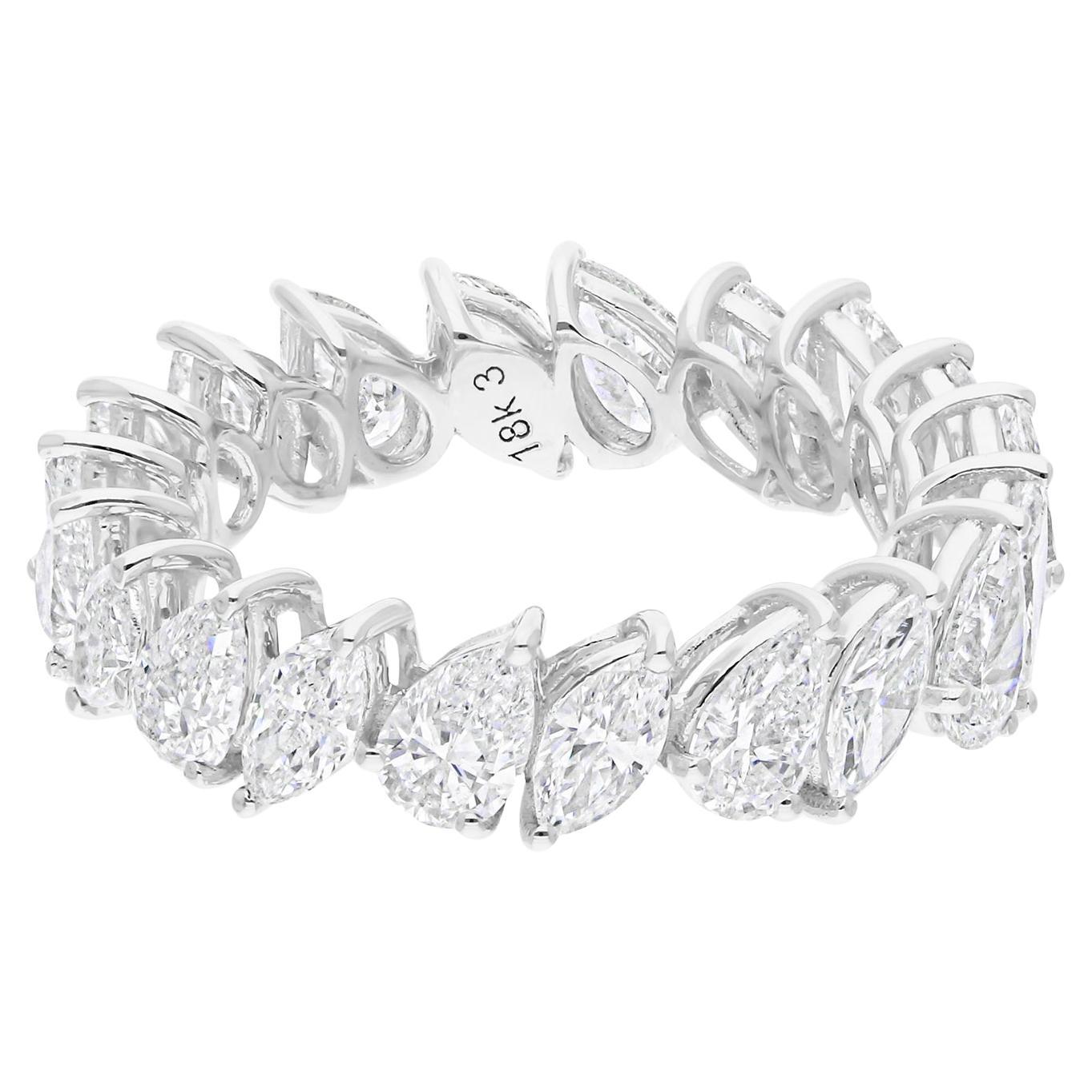 SI/H 3,38 Carati Diamante Eternità Pieno Infinito Anello Nuziale Oro Bianco 18k