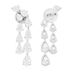 SI/H 3.78Ct Diamond Double Drop Dangle Earrings 18k White Gold All Tariffs Paid