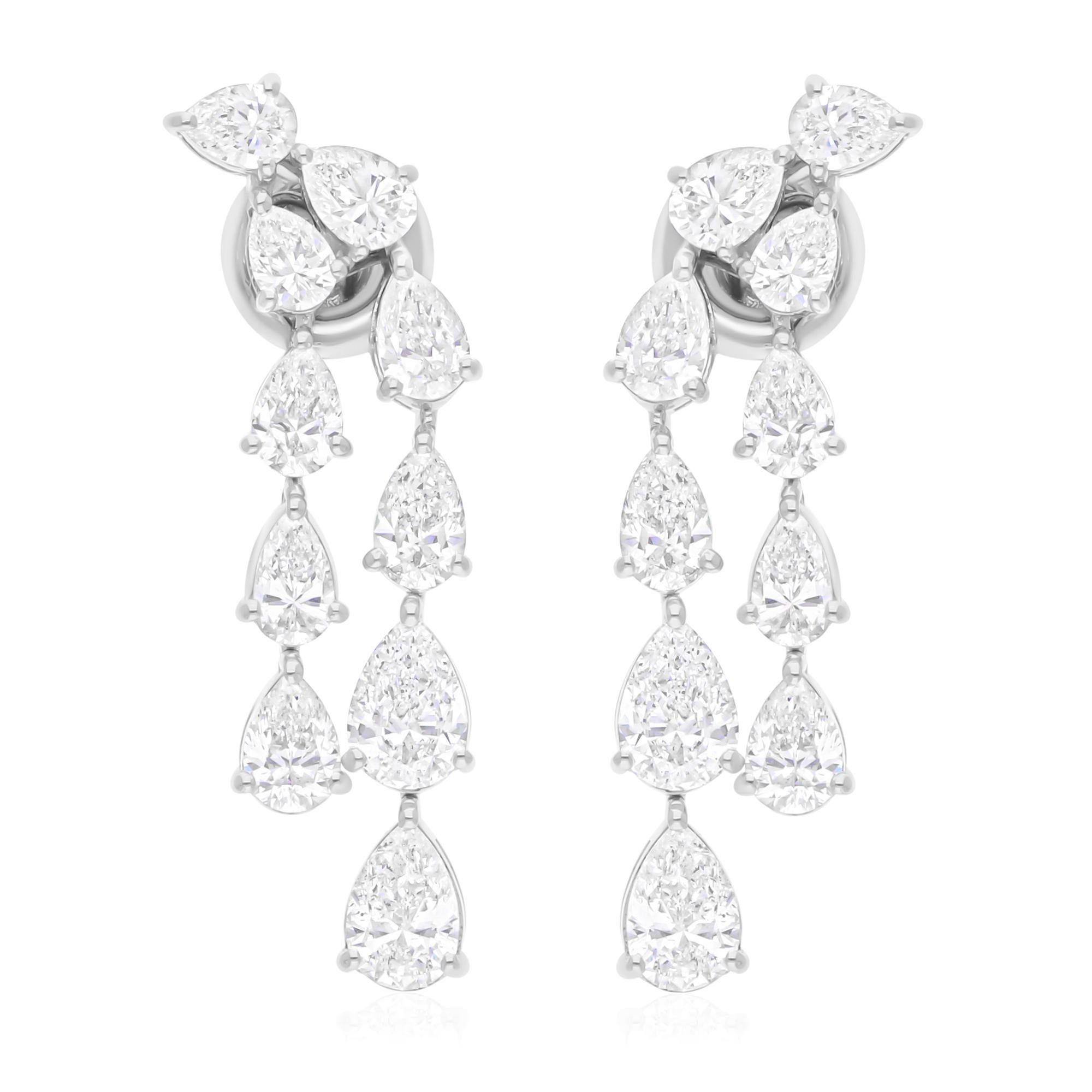 SI/H 3.78Ct Diamond Double Drop Dangle Earrings 18k White Gold All Tariffs Paid im Zustand „Neu“ im Angebot in Diera, Dubai