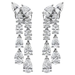 SI/H 4.62ct Diamond Pear Cut Drop Earrings 18K White Gold