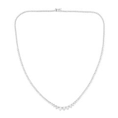 Collana nuziale a catena graduata con diamanti SI/H da 4,87 carati in oro bianco 14k Gioielli di pregio