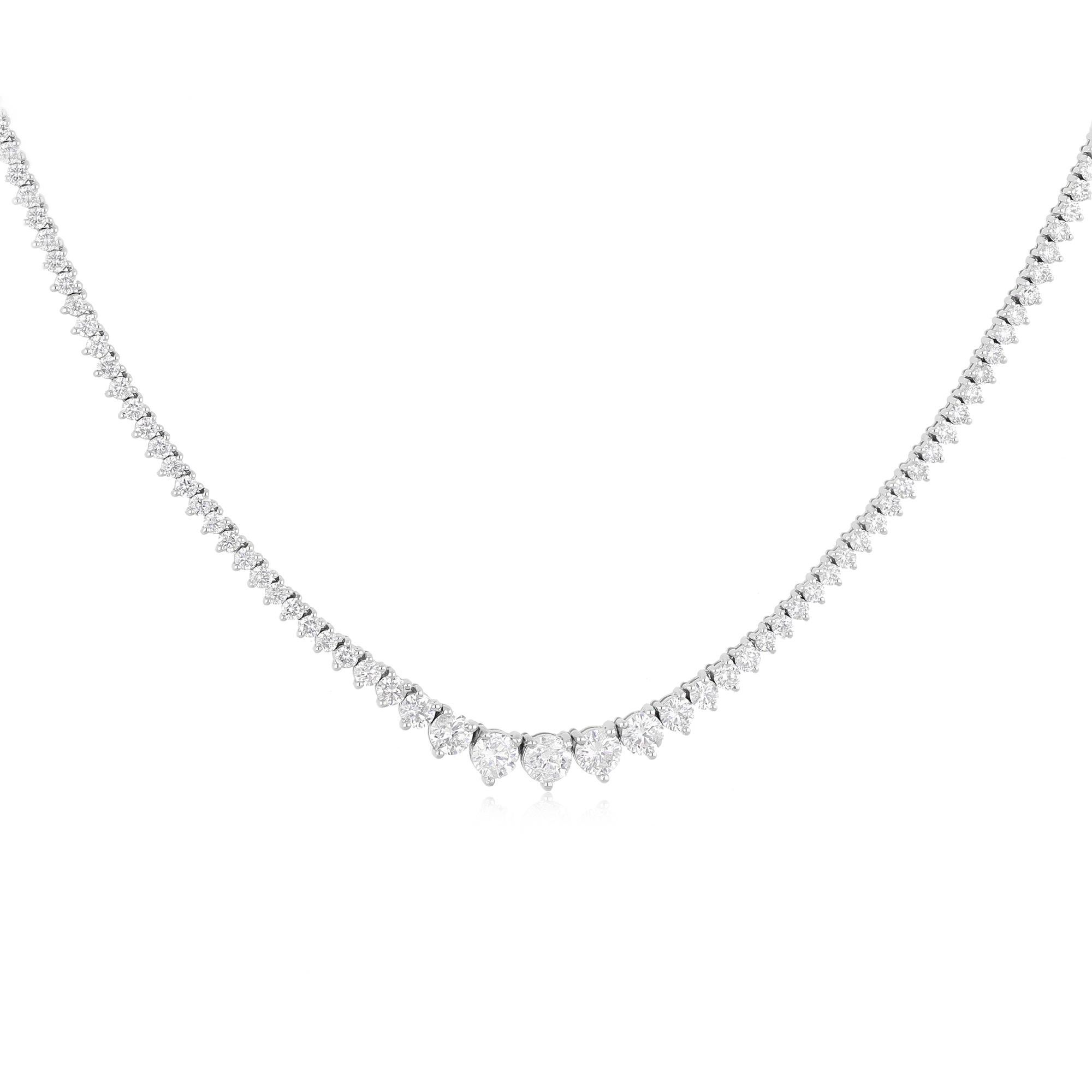 Moderno Collana nuziale a catena graduata con diamanti SI/H 4,87 carati in oro bianco 18 carati Gioielli di pregio in vendita