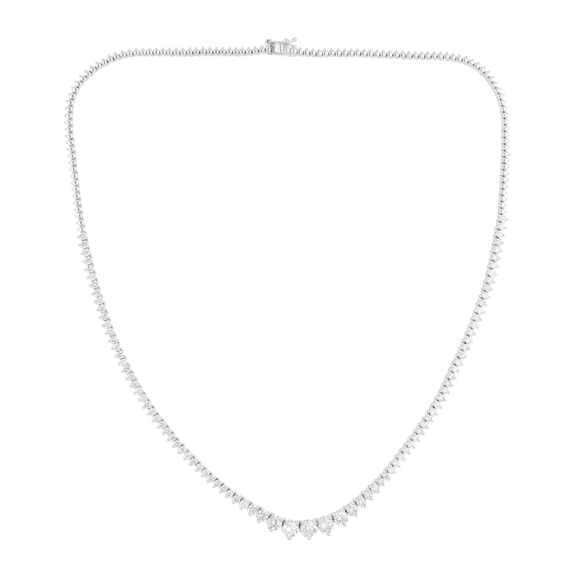 Collana nuziale a catena graduata con diamanti SI/H 4,87 carati in oro bianco 18 carati Gioielli di pregio