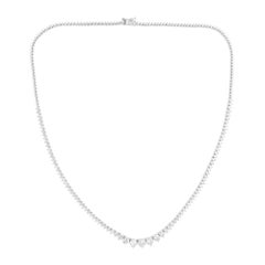 Collana nuziale a catena graduata con diamanti SI/H 4,87 carati in oro bianco 18 carati Gioielli di pregio