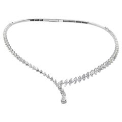 SI/H 6.8ct Marquise Diamond Pear Cut Drop Bypass Choker 14k White Gold