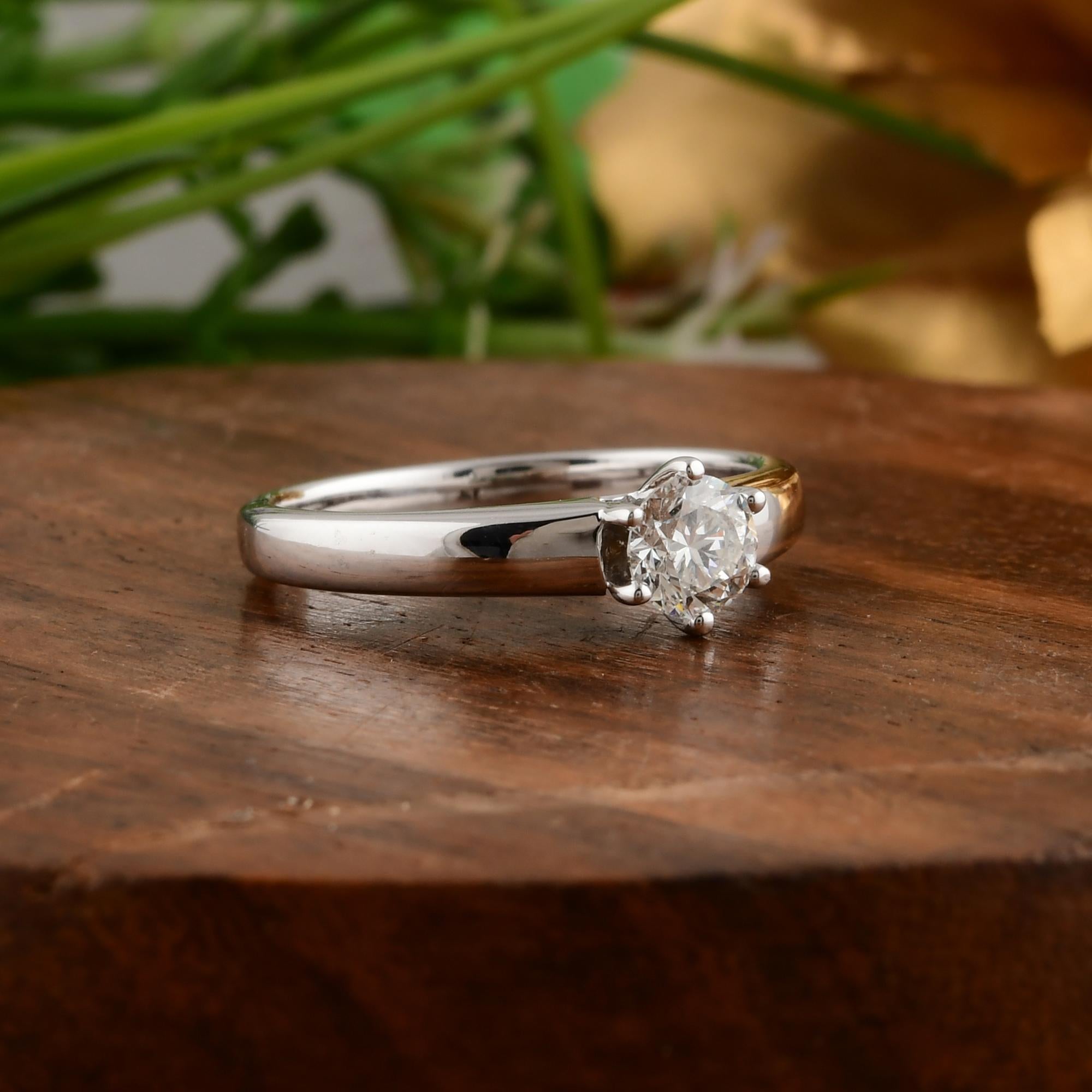 En vente :  Bague de fiançailles solitaire en or blanc 18 carats, certifiée SI/H, 0,46 ct de diamant 3