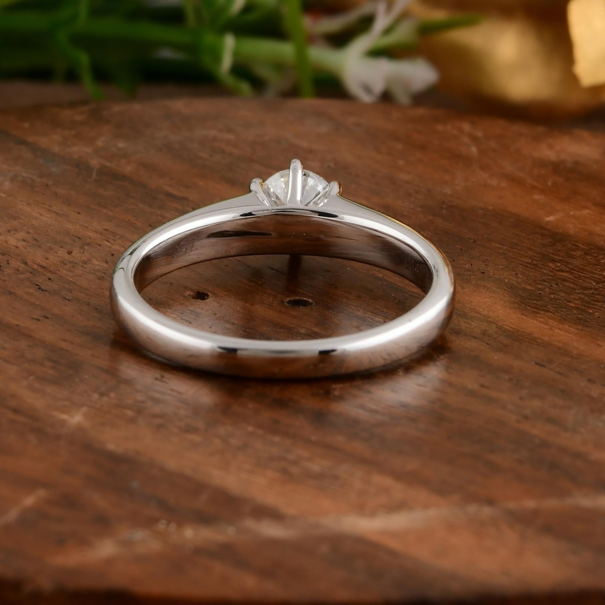 En vente :  Bague de fiançailles solitaire en or blanc 18 carats, certifiée SI/H, 0,46 ct de diamant 6