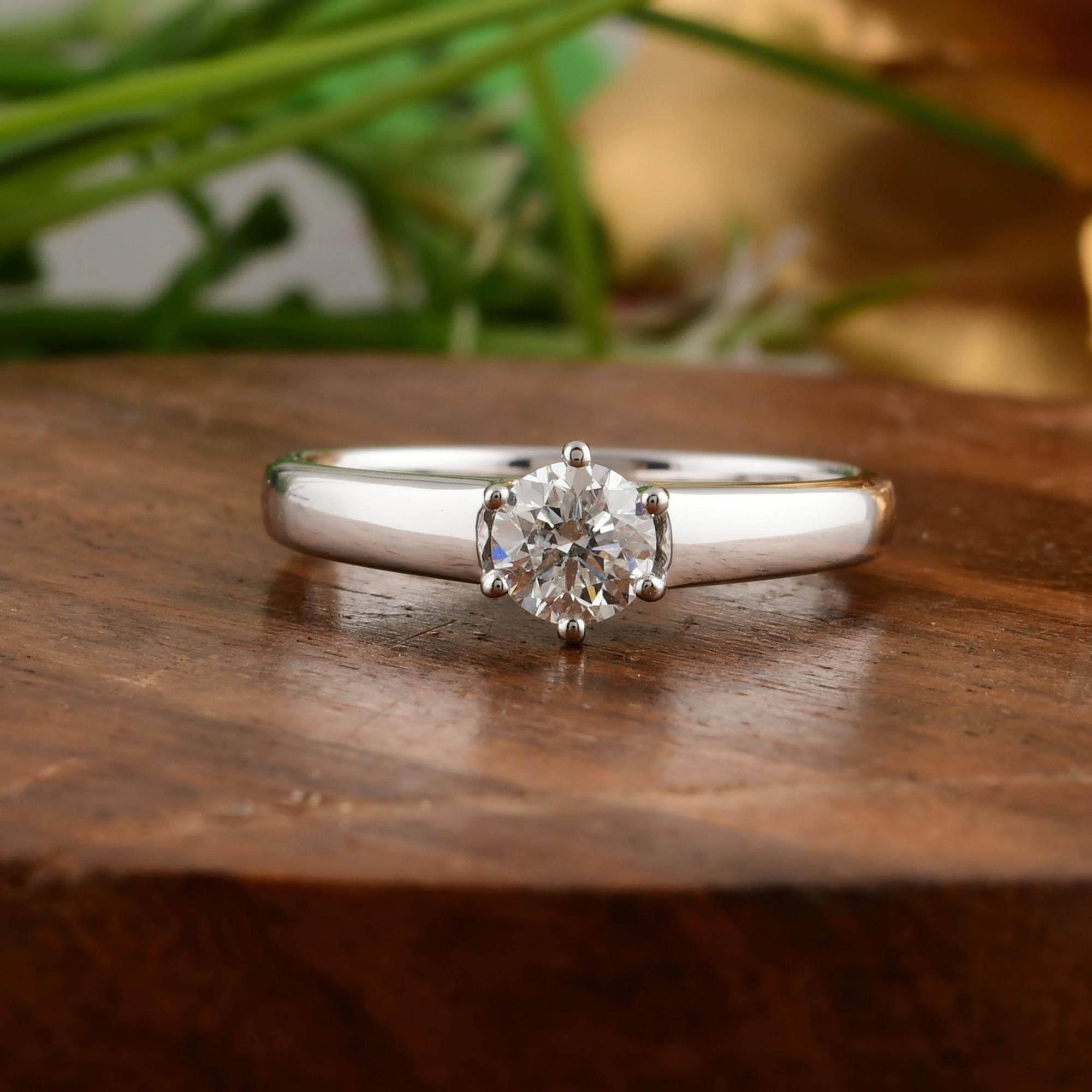 En vente :  Bague de fiançailles solitaire en or blanc 18 carats, certifiée SI/H, 0,46 ct de diamant 7