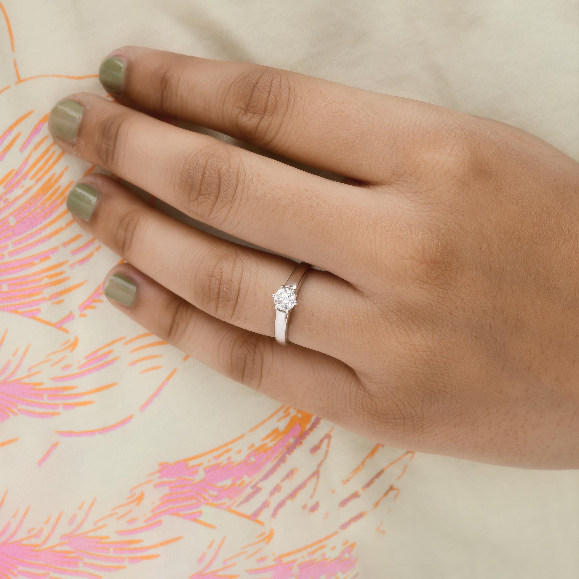 En vente :  Bague de fiançailles solitaire en or blanc 18 carats, certifiée SI/H, 0,46 ct de diamant 8
