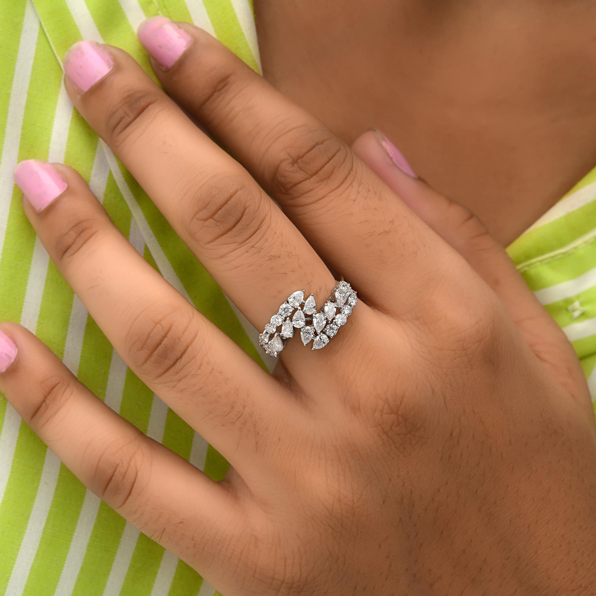 En vente :  SI/H Certified Diamond Bypass Wedding Ring 14 Karat White Gold All Tariffs Paid 2