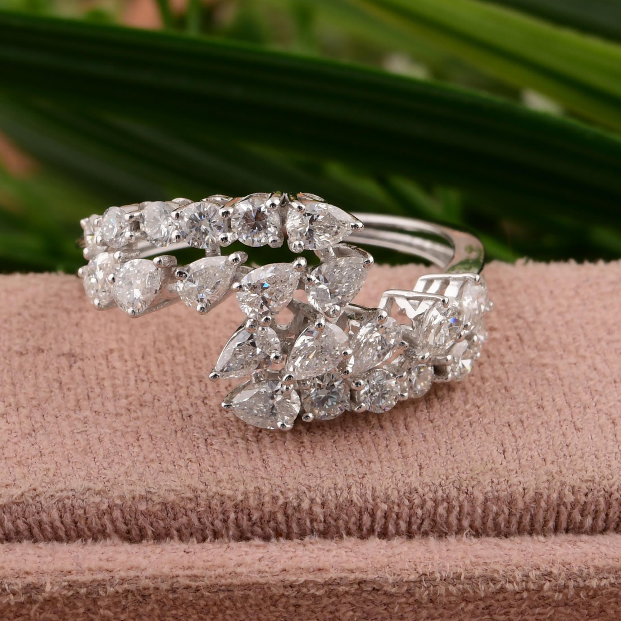 En vente :  SI/H Certified Diamond Bypass Wedding Ring 14 Karat White Gold All Tariffs Paid 6