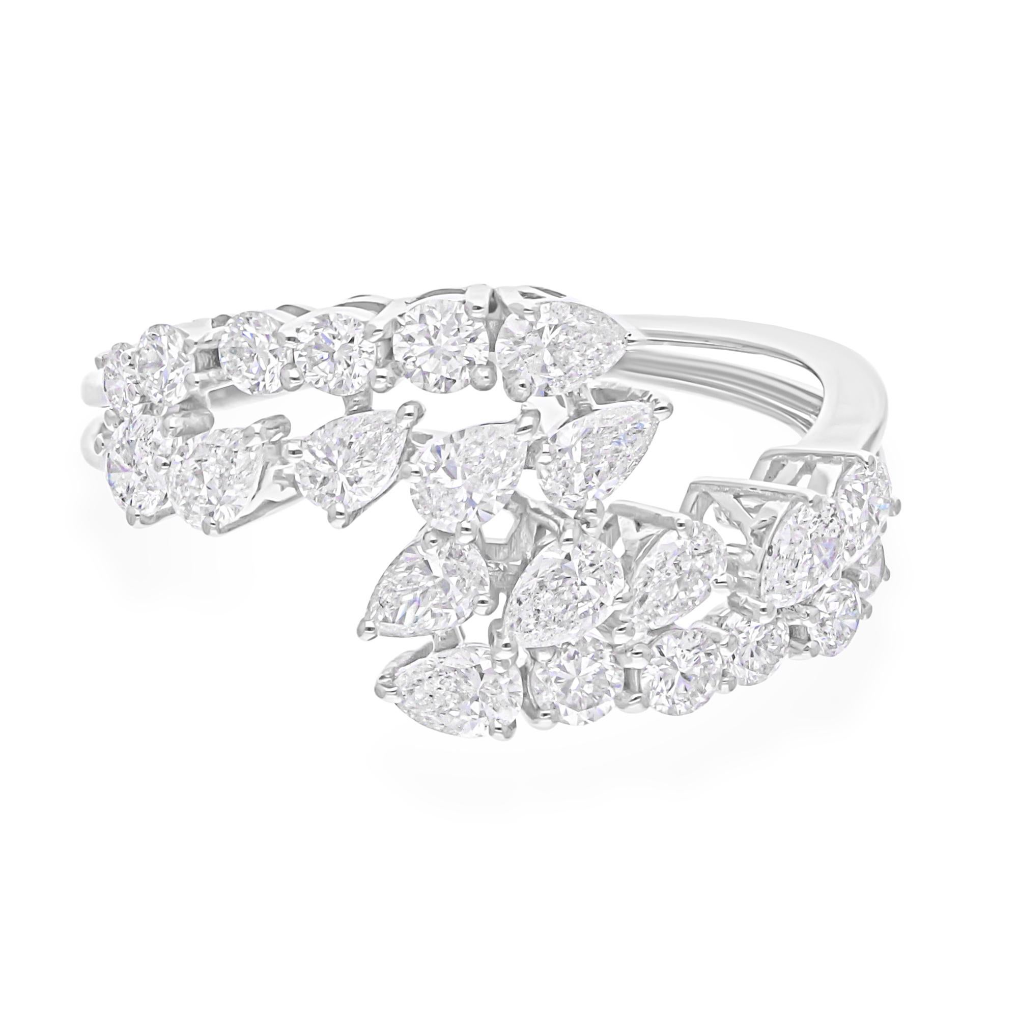 En vente :  SI/H Certified Diamond Bypass Wedding Ring 14 Karat White Gold All Tariffs Paid 7