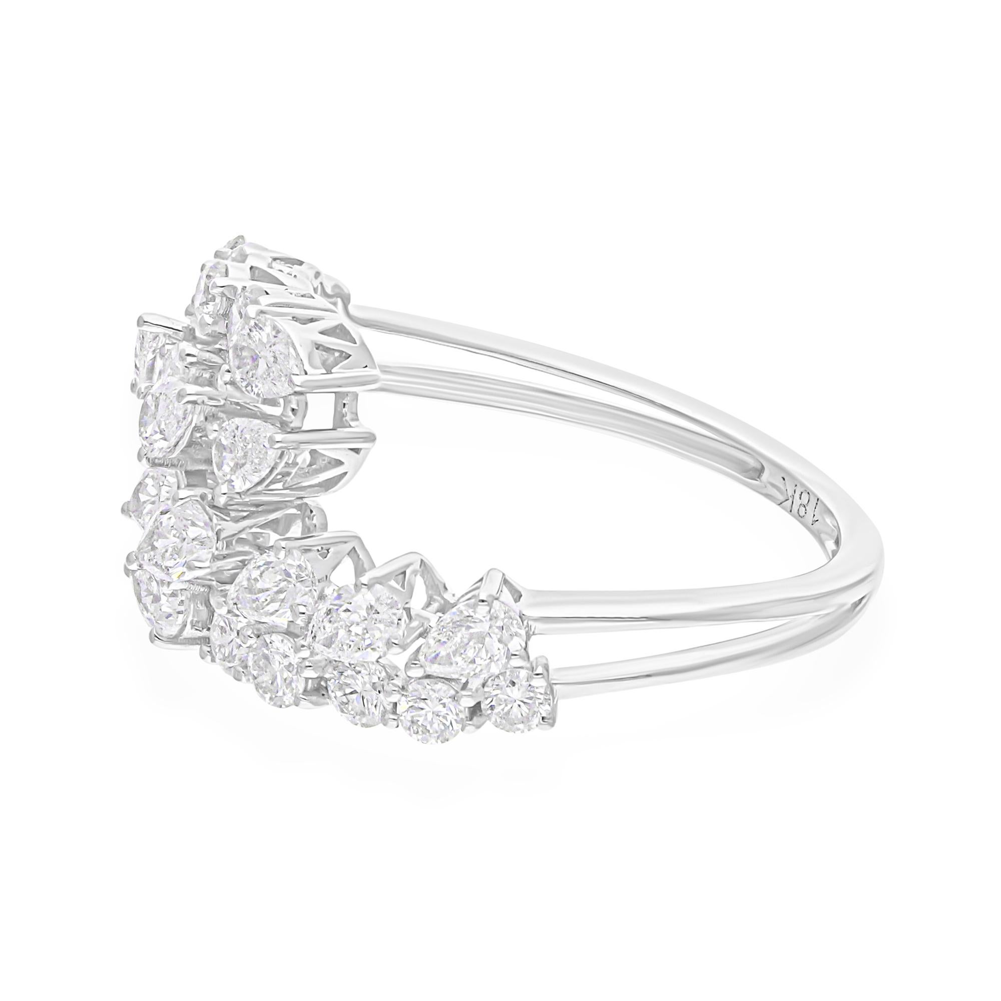 Im Angebot: SI/H Zertifizierter Diamant Bypass Ehering 18 Karat Weißgold Alle Zölle gezahlt () 4
