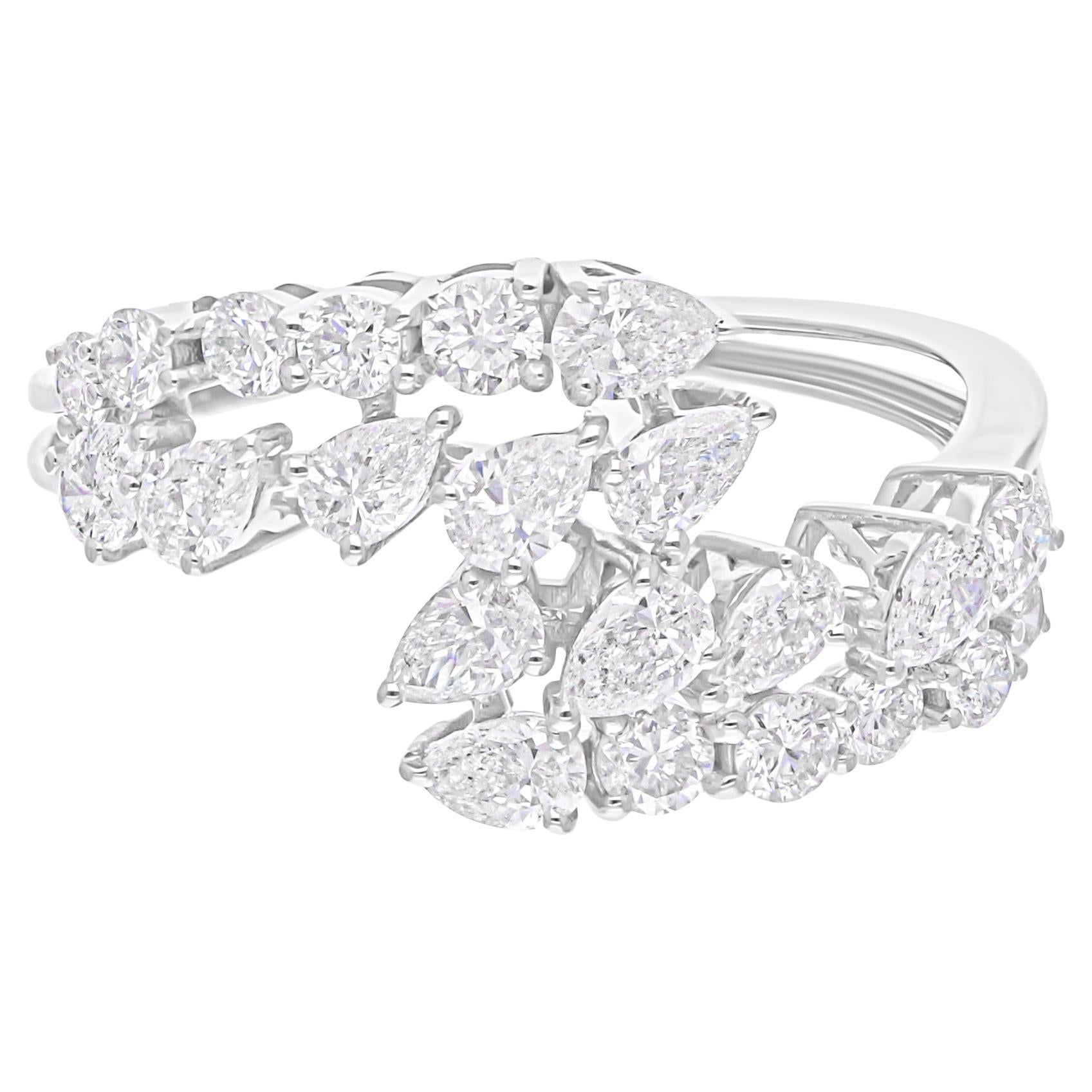 SI/H Zertifizierter Diamant Bypass Ehering 18 Karat Weißgold Alle Zölle gezahlt