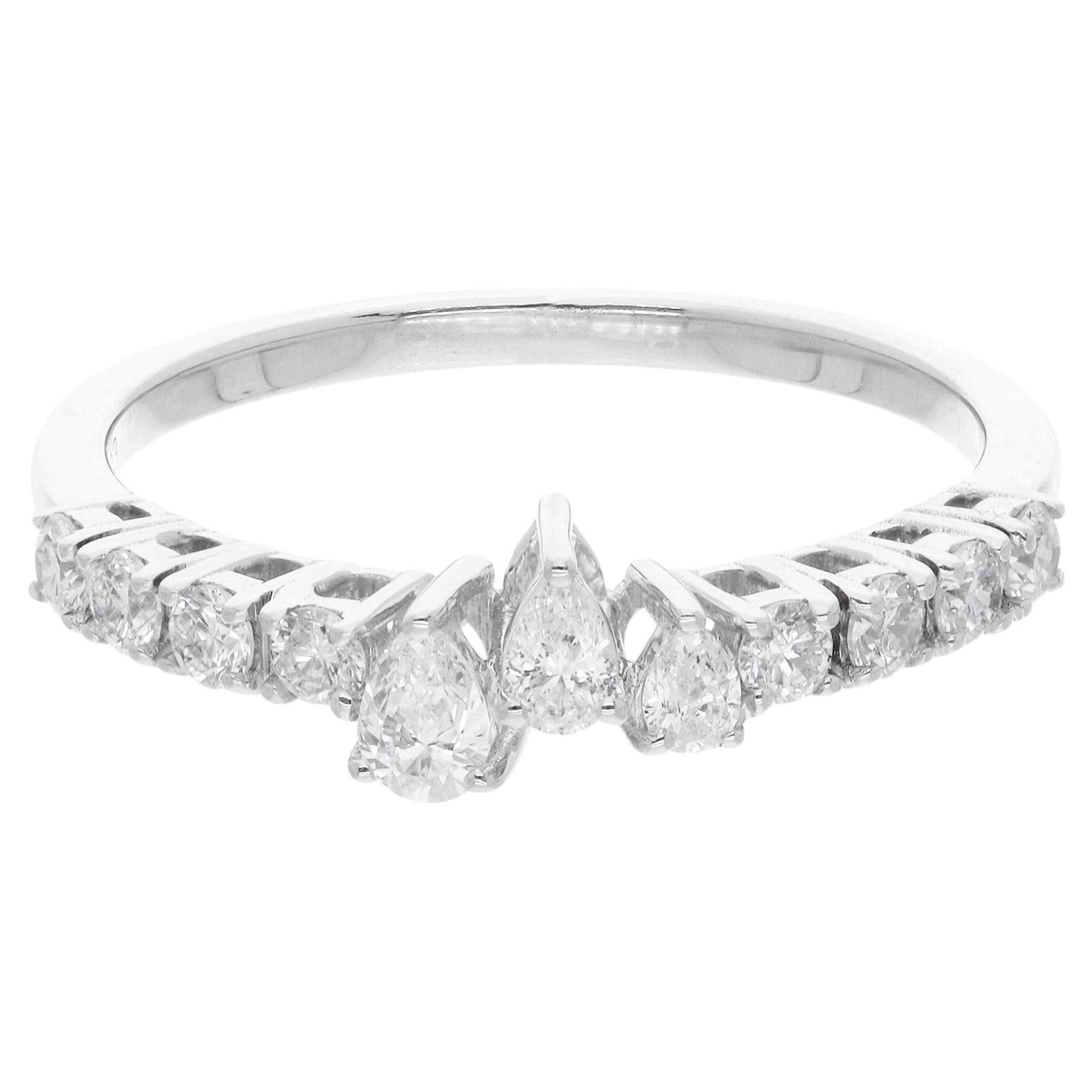 For Sale:  SI/H Certified Diamond Half Eternity Band Stacking Ring 18 Karat White Gold