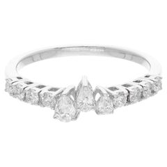 SI/H Certified Diamond Half Eternity Band Stacking Ring 18 Karat White Gold