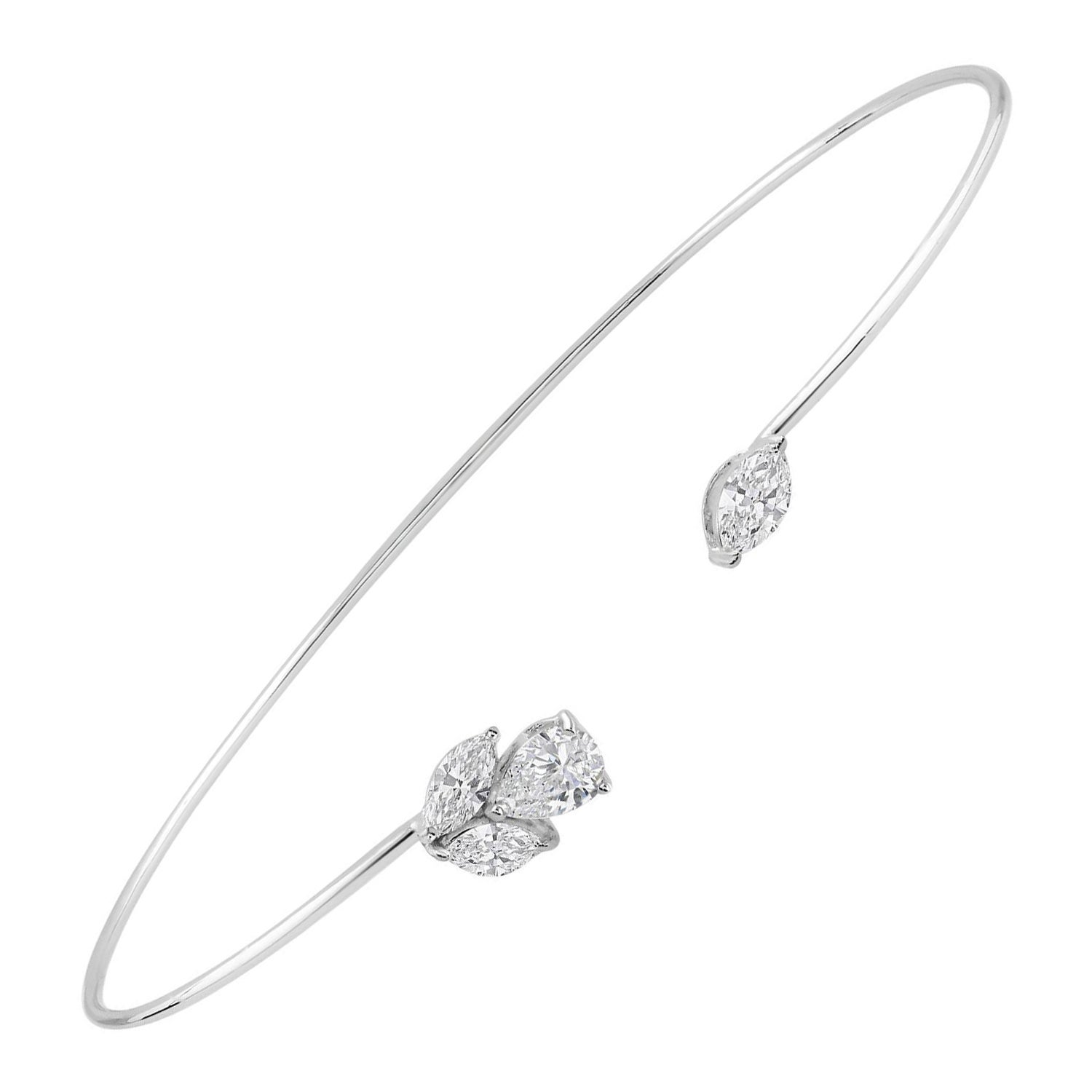SI/H Certified Diamond Open Cuff Bangle Bracelet 14Karat White Gold Jewelry Gift For Sale