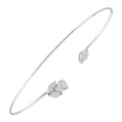 SI/H Certified Diamond Open Cuff Bangle Bracelet 14Karat White Gold Jewelry Gift