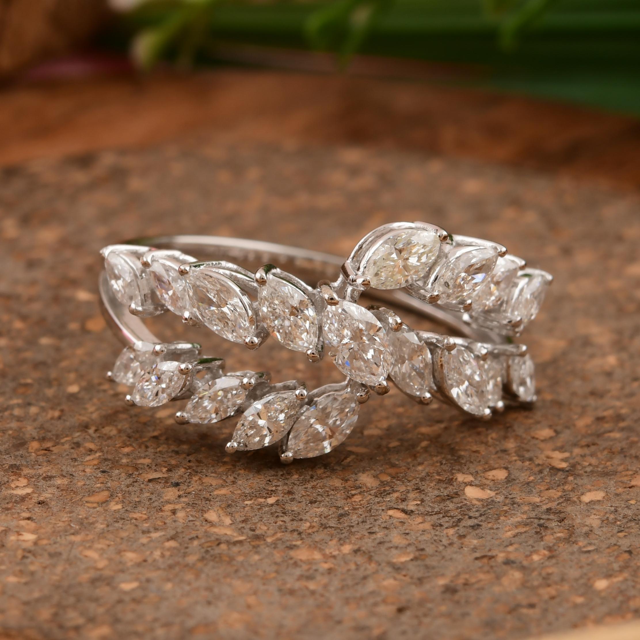 En vente :  Anneau de mariage en or blanc massif 18k avec diamant certifié SI/H 3