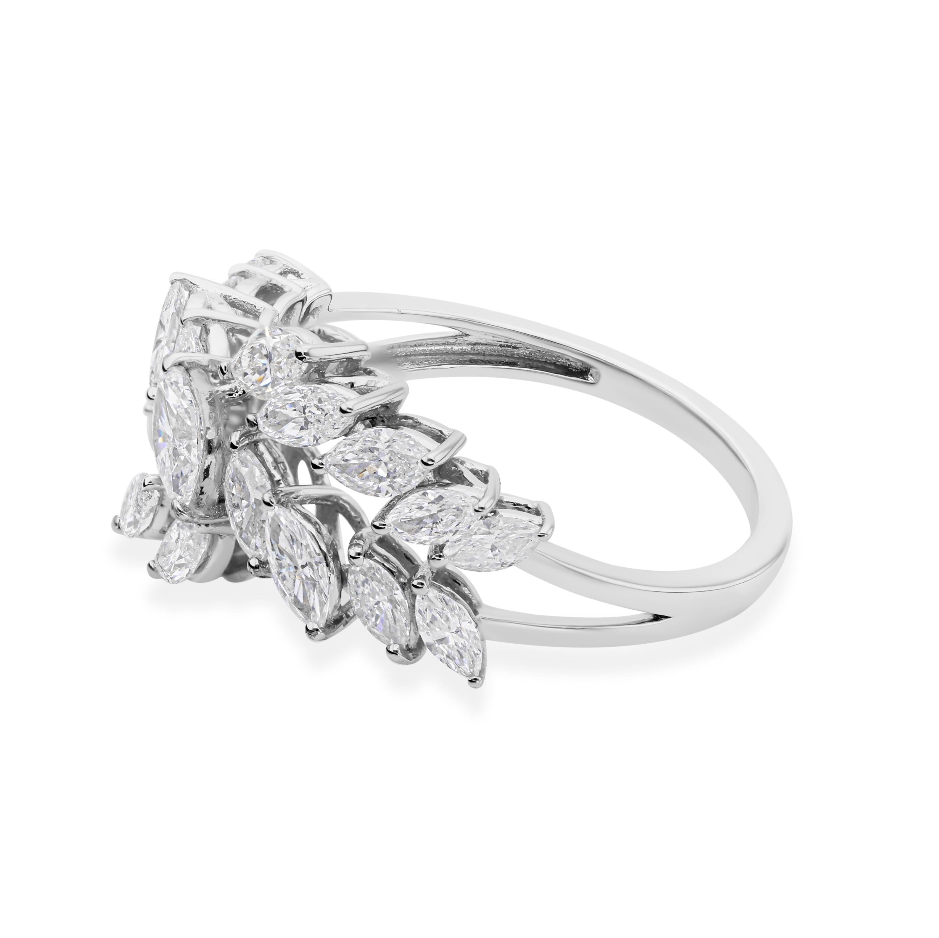 En vente :  Anneau de mariage en or blanc massif 18k avec diamant certifié SI/H 4