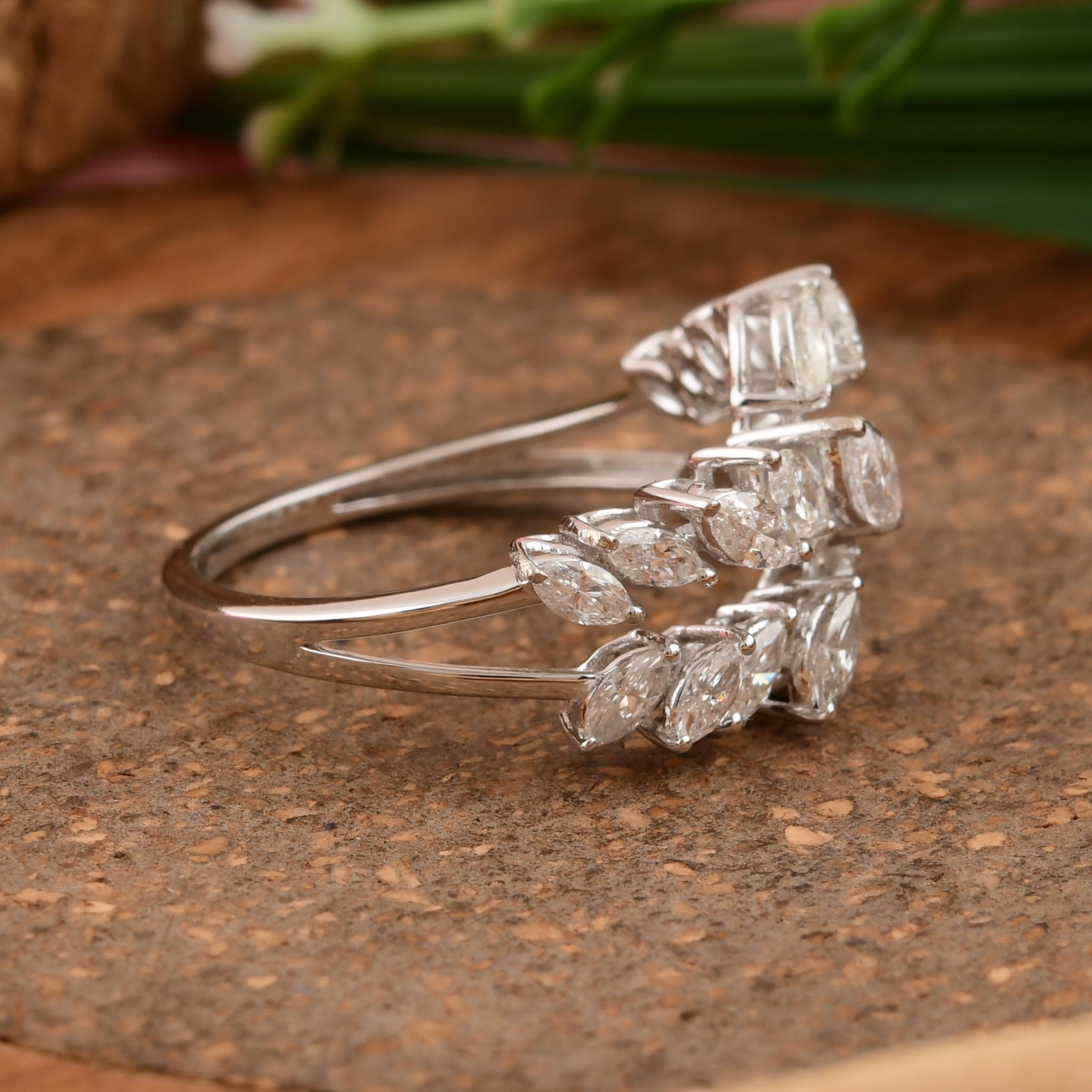 En vente :  Anneau de mariage en or blanc massif 18k avec diamant certifié SI/H 5