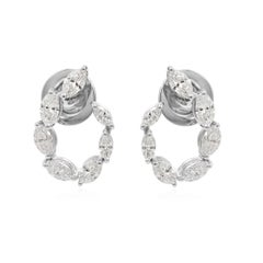 SI/H zertifizierter Marquise Diamant Offener Kreis 18K Weißgold Ohrstecker