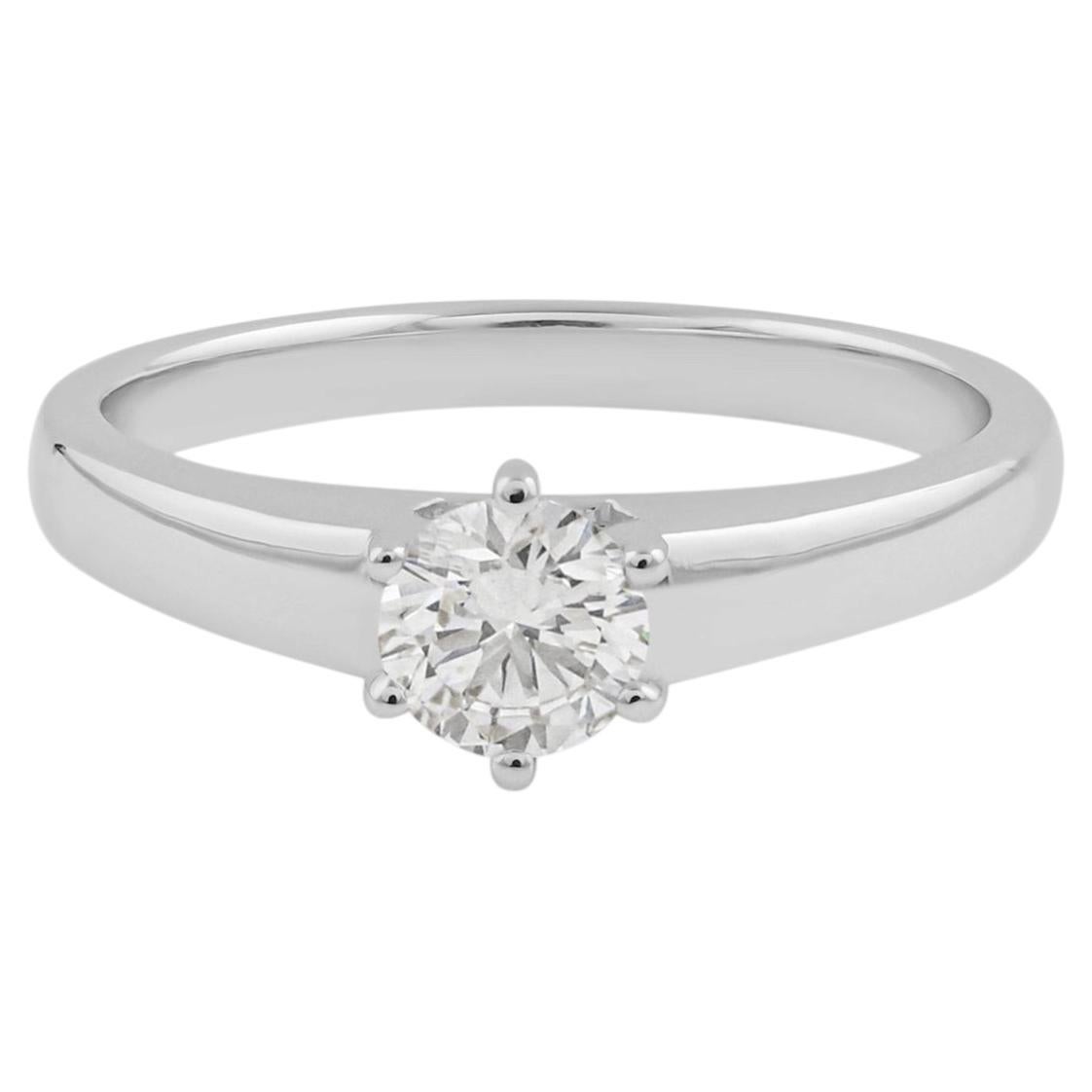 SI/H Certified Round Diamond Solitaire Engagement Ring 18 Karat White Gold