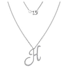 SI/H Diamond Alphabet Initial H Charm Pendant Necklace 18 Karat White Gold